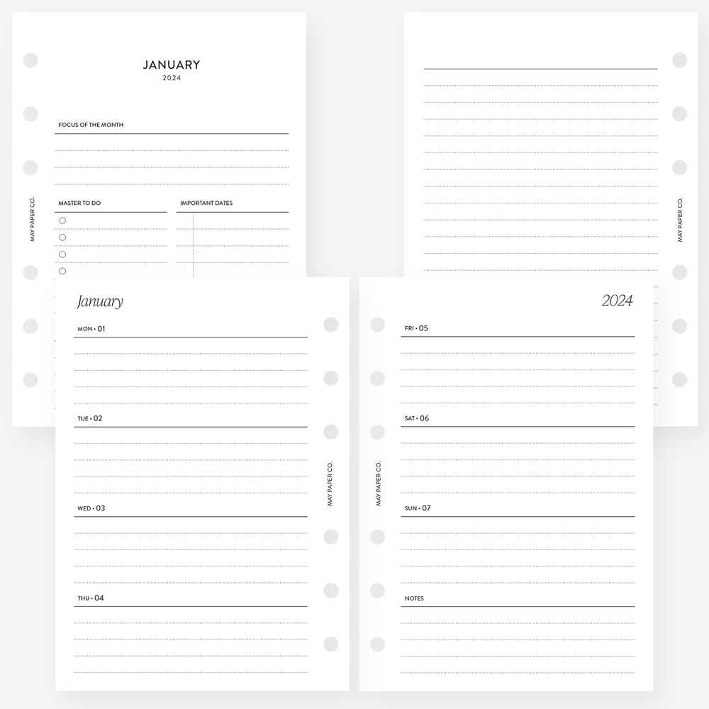 2024 WEEKLY Planner Insert Dated WO2P Horizontal Lined | MAY PAPER CO.